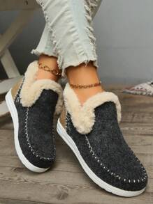 Sneaker slip-on piatte e soffici da donna, con fodera in pelliccia calda, scarpe invernali casual comode