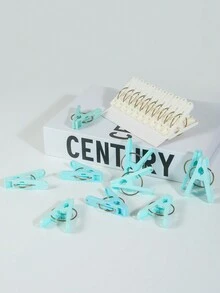 12 szt. wytrzymałych plastikowych klamerek do bielizny, 20 szt./zestaw, dwukolorowe, wiatroszczelne i antypoślizgowe, odpowiednie do prania, klipsy do moskitier - Wielokolorowe - Zobacz 7