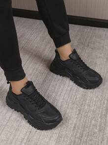 Men's Dad Chunky Sneakers, Lace Up Colorblock Athletic Shoes, Thick Sole Non-Slip Round Toe Sport Shoes, Casual Wear For College Students