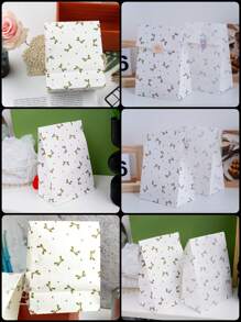12pcs Gold And Silver Small Bow Gift Bag Flat Mouth Paper Bag Baked Pastry Bag Candy Bag Gift Bag - White - View 5