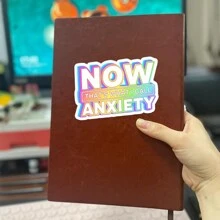 1PC Now That's What I Call Anxiety Sarcastic Sticker | Mental Health Vinyl Sticker | Waterproof Vinyl Sticker For Water Bottles And Laptops | Funny And Sarcastic Sticker For Mental Health Awareness | Durable And Weatherproof Anxiety Sticker - Multicolor - View 4