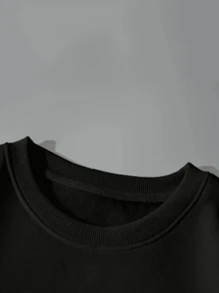 Men's Round Neck Sweatshirt Premium Cold Warm Blouse Cotton Coat - màu đen - Xem 3