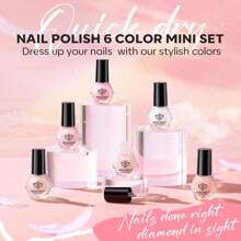 Modelones 6 Natural Color Quick Drying Nail Polish Clear Nude Nail Polish Set, Set For DIY Nail Salon Home Gift For Women Mom Girls - màu hồng nude - Xem 7