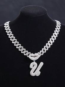 1 pieza Colgante de letra inicial A-Z Hip-Hop, enlace de cadena china unisex, collar Y2K de joyería perfecto para niñas como regalo para fiestas - 1003 - Ver 32