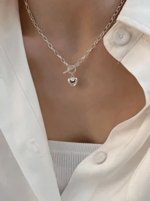 1pc Heart Shaped Hollow Pendant, Sweet & Cute Jewelry For Ladies, Suitable For Party, Ball, Banquet, Vacation Valentines,Mom,Mother,Mother's Day,Gift