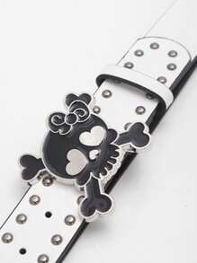 1 chiếc thắt lưng da đen thời trang đô thị nóng bỏng táo bạo gợi cảm giả tưởng sôi động punk quyến rũ sành điệu đường phố thiên niên kỷ phong cách y2k súng đen đính đinh tán toàn bộ trang trí dễ thương hình bộ xương sọ thắt nơ khóa thắt lưng nữ cho bé gái phù hợp với quần jean áo phông mặc đi chơi hàng ngày dự tiệc, dạ hội, đồ trang trí lấp lánh, đi chơi Halloween mùa hè, trường học mùa thu, mùa thu, Halloween - màu đen - Xem 6