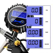 Professional Tire Inflator Gun Air Pressure Gauge Compressed Air Tire Inflator Deflation Button LCD Blue Backlit Screen, 3-In-1 Multifunctional Digital Tire Pressure Gauge With Tire Inflation Function And Bleed Valve Function - 黑色 - 查看 2