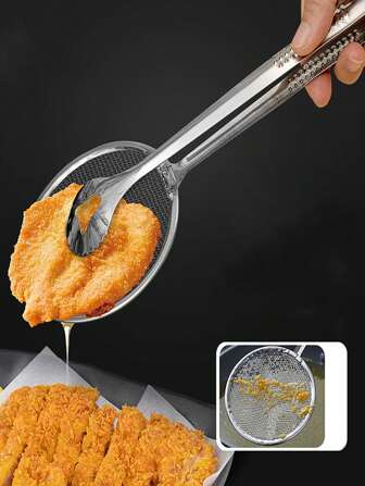 Frying Oil Filter And Spoon Leakage,Strainer Spoon1pc Food Strainer Kitchen Colander Stainless Steel Fried Food Strainer.Kitchen Food Filter Tongs For Frying Food.High Temperature Resistant Food Stainless Steel Frying Clip Filter Clamp Kitchen Tools