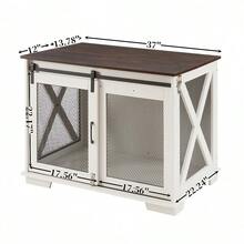 Aelflane Farmhouse Dog Cage Crate Furniture With Sliding Barn Door, Farmhouse Wooden Dog Kennel End Table With Flip-Top Plate Dog House With Detachable Divider For Small/Medium/Large Dog White - 白色 - 查看 2