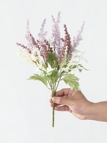 1PC 人造植物塑料泡沫薰衣草花束桉树叶秋季装饰情人节礼物生日派对装饰婚礼花篮新娘手捧花家居摆设餐厅卧室窗台花瓶装饰新年装饰户外花园开学季、家居装饰、派对用品 - 粉色 - 查看 4