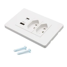 Double Wall Socket Usb And Type C Input White Tm05 - 白色 - 查看 2