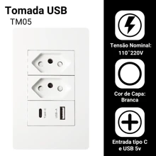 Double Wall Socket Usb And Type C Input White Tm05 - 白色 - 查看 3