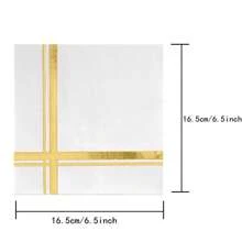 20 件白色和金色铝箔双层鸡尾酒餐巾 6.5 英寸一次性派对午餐餐巾客人手巾装饰纸饮料餐巾适用于生日装饰结婚周年纪念毕业圣诞派对礼物（白色和银色），圣诞节 - 彩色 - 查看 2