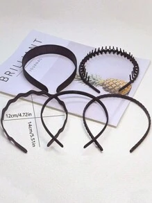 9pcs/Set Matte Black Plastic Women Hair Bands, Headbands, Versatile For Daily Wear, Sports, Party, Skincare,Hairband,Hair Hoop ,Home,Skincare Headband Hair Accessories Head Accessories - Dark Brown 9-piece Set - View 5