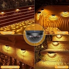 1/2 piezas Luces solares para valla, 1 pieza Luces solares para exteriores, Luces solares para cubierta de color blanco cálido, Luces solares para escalera/jardín resistentes al agua para valla, patio, porche, sendero, jardín, patio trasero