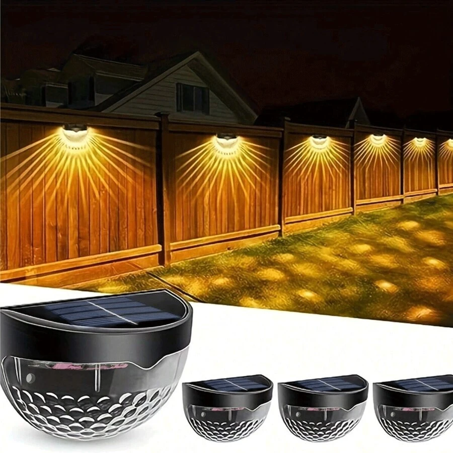 1/2 piezas Luces solares para valla, 1 pieza Luces solares para exteriores, Luces solares para cubierta de color blanco cálido, Luces solares para escalera/jardín resistentes al agua para valla, patio, porche, sendero, jardín, patio trasero