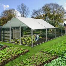 VA-Cerulean Free-Range Chicken Coop, 3x2x2m/3x4x2m/3x6x2m/3x8x2m, Galvanized Steel Frame, Small Animal Coop With PE Roof, Chicken Coop Cages For Poultry, Rabbits, Small Pets And Dogs - Green - View 4