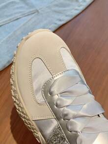 透气跑步鞋运动休闲高帮运动鞋，防滑软底多功能 - 銀色 - 查看 7