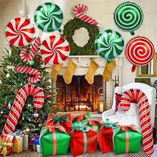 28pcs Christmas Foil Balloons, Large Candy Cane Swirl Mylar Balloons With Ribbon, Birthday Red And Green Balloons