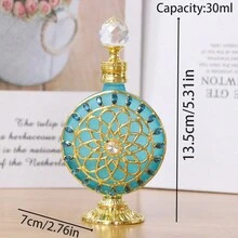 1 lọ thủy tinh pha lê đựng nước hoa/tinh dầu thủ công 30ml có thể nạp lại, phụ kiện trang trí cho bàn trang điểm, quà tặng cho phụ nữ, vật dụng thiết yếu cho gia đình và du lịch, (Chỉ có chai) - Nhiều màu - Xem 6