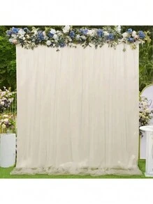1 pieza Cortina de tul como telón de fondo para bautizo, boda, fiesta, hotel, decoración de cabina fotográfica de eventos - Multicolor - Ver 13