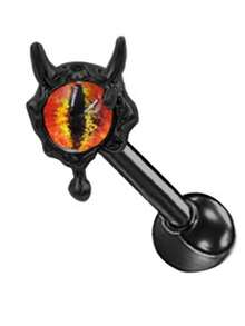 1 件 316L 医用不锈钢真空镀邪眼软骨耳环，男女皆宜，适合日常和节日佩戴 - 黑色 - 查看 11