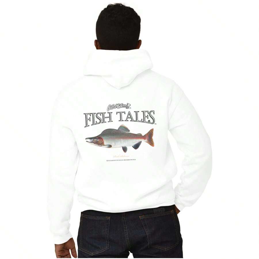 Gill McFinn Salmon Fishing Fisherman Zip Up Hoodie Mens Womens - 白色 - 查看 1