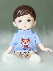 DOLL MEET One Piece 6 Inches Cute Baby Dolls, Boy Model 13 Movable Joints Plastic Painted Eyes, For Children Girl Birthday Gift Toys 3 Colors Clothes Child Doll Toys