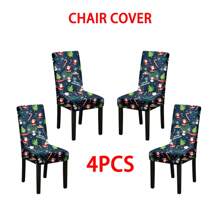1/2/4/6pcs Halloween Pattern Chair Cover, 160gsm Spandex Stretch Detachable & Washable Parson Chair Protector Slipcover For Kitchen - Multicolor - View 4