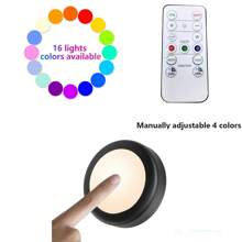 LED Puck Night Lights With Remote,16 Color LED Light Round Timer Dimmable Cabinet Light Puck Lamp For Stairs Home Decor - Multicolor - View 5