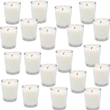 20 White Lemongrass Glass Candles, Perfect For Blessings, Hydrotherapy, Weddings, Birthdays, Holidays, Parties, Loose Candles, Transparent Glass Filling, Glass Candles - 白色 - 查看 1