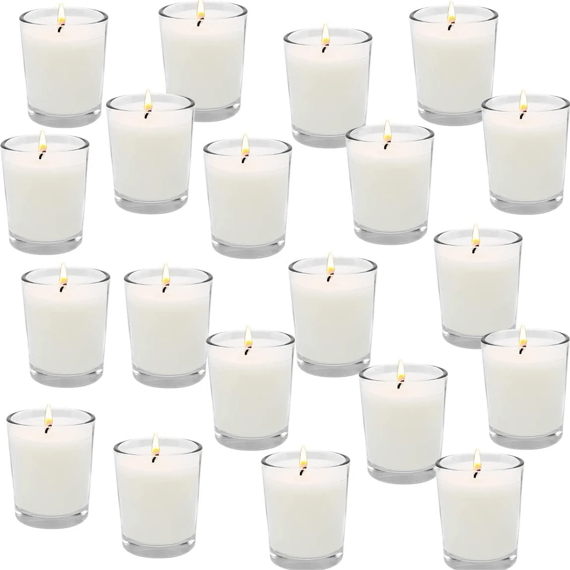20 White Lemongrass Glass Candles, Perfect For Blessings, Hydrotherapy, Weddings, Birthdays, Holidays, Parties, Loose Candles, Transparent Glass Filling, Glass Candles - 白色 - 查看 1