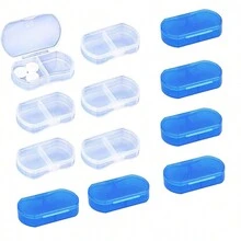 12pcs Mini Portable Pill Box, 2-Compartment Plastic Pill Organizer Case, Suitable For Medications, Vitamins, And Supplements, Great For Travel - Multicolor - View 1