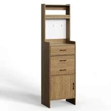 RoyalCraft Atta 69" Hall Tree Shoe Storage Cabinet With Pegboard - Brown - View 7
