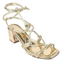 Casual Sandal Adjustment Low Heel Tie On Leg Comfortable Comfort - Vàng - Xem 4