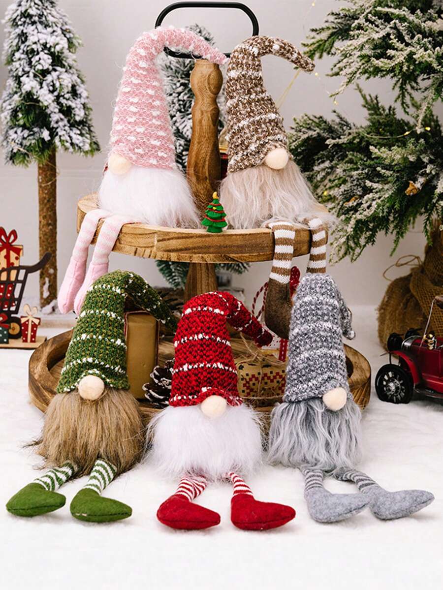 1 Pièce, Décorations De Noël, Décorations De Poupée Naine Sans Visage En Peluche Tricotée, Ornements De Vitrine De Fête De Noël À La Maison, Décoration De Centre Commercial