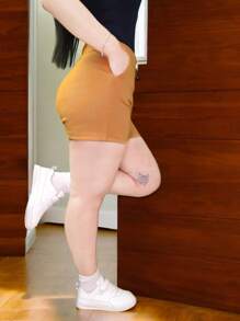 Women Shorts - 芥末黃短褲 - 查看 3