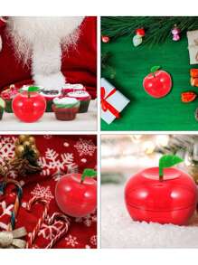 1 件、5 件圣诞盒糖果容器罐形创意盒子塑料苹果装饰形饰品婚礼圣诞圣诞装饰圣诞装饰品圣诞袋圣诞礼物 - 紅色 - 查看 4