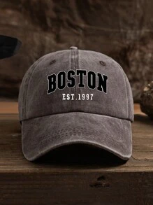 1件中性戶外休閒時尚 BOSTON 字母印花個性化熱門四季可調尺寸棒球帽 - 水洗棒球帽 - 查看 18
