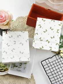 12pcs Gold And Silver Small Bow Gift Bag Flat Mouth Paper Bag Baked Pastry Bag Candy Bag Gift Bag - White - View 7