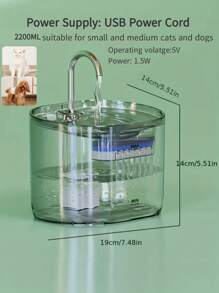 1pc 2.2L Large Capacity Transparent Automatic Filtered Cat/Dog Lover Gift And Dog/Cat Mom Love Water Dispenser, Stainless Steel Faucet To Attract Cat Lover Gift And Cat Mom Loves/Dog Lover Gift And Dog Mom Loves To Drink, Super Quiet Pump, Suitable For Small/Medium Cat/Dog Lover Gift And Dog/Cat Mom Loves, Motion Sensor & Filter Cartridge Available
