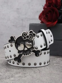 1 chiếc thắt lưng da đen thời trang đô thị nóng bỏng táo bạo gợi cảm giả tưởng sôi động punk quyến rũ sành điệu đường phố thiên niên kỷ phong cách y2k súng đen đính đinh tán toàn bộ trang trí dễ thương hình bộ xương sọ thắt nơ khóa thắt lưng nữ cho bé gái phù hợp với quần jean áo phông mặc đi chơi hàng ngày dự tiệc, dạ hội, đồ trang trí lấp lánh, đi chơi Halloween mùa hè, trường học mùa thu, mùa thu, Halloween - màu đen - Xem 4