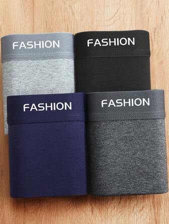 4 Packs Of Men Underwear For Boys, Summer Solid Color Style, Boxer Shorts, Men Boxer Shorts, Men Underpants