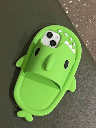 Apple Green New 3D Cute Shark Design Silicone Phone Case Compatible With Iphone 16 Pro Max/16 Pro/16, IPhone 13/13 Pro Max/13 Pro, IPhone 14 Pro Max/14 Pro/14, IPhone 11, IPhone 12, Personalized Cartoon Phone Case Compatible With Iphone 15 Pro Max/15 Pro/15, Creative Phone Cover Gift Waterproof Shockproof Anti-Fall Scratch Resistant