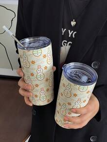 1 件 20 盎司/600 毫升圣诞雪人与雪花隔热旅行杯、保温杯、水瓶、带盖露营咖啡杯、真空瓶、圣诞礼物（无吸管） - 彩色 - 查看 6