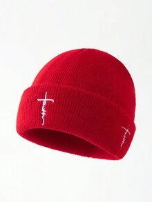 1pc Men's Fashion Embroidered Letter "Faith" Beanie Hat, Warm & Suitable For Autumn/Winter Casual Wear - Multicolor - View 3