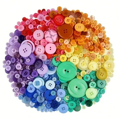 50g Mixed Size Round Resin Buttons DIY 2 And 4 Holes Handmade Sewing Buttons For Children's Clothing Sewing Accessories Plastic Buttons For Kindergarten DIY Handmade Products, DIY Clothing Decoration