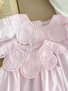 新款夏季女婴荷叶边领无袖连体衣 - 粉色 - 查看 4