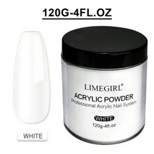 LIMEGIRL 4盎司亚克力指甲粉，适用于美甲延长、3D美甲和雕刻 - 透明、白色、粉色和裸色 - 无需美甲灯即可制作亚克力按压式美甲片 - 白色 - 查看 5
