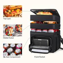 Maelstrom Insulated 19L Lunch Bag Women/Men, Lunch Box For Men,Leakproof Lunch Cooler Bag, Lunch Tote Bag - 黑色 - 查看 5